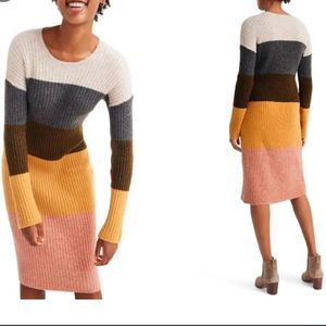Madewell Colorblock Long Sleeve Sweater Dress Size M